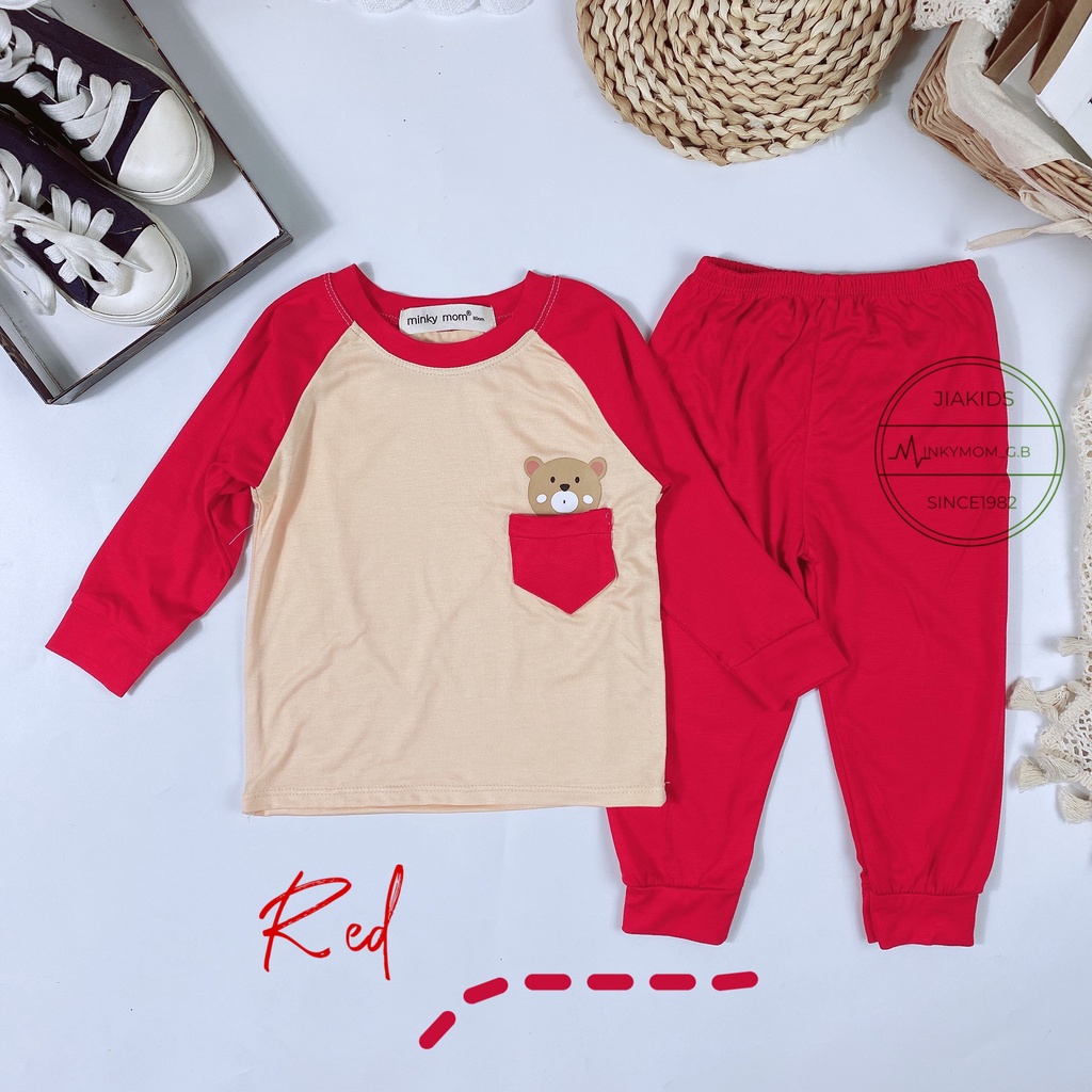 [LDD26] Bộ Dài Tay Thun Lạnh MINKY MOM CÓ SIZE ĐẠI Tay Raglan, Túi Ngực Mềm Mịn, Thoáng Mát, Hàng Chuẩn Đẹp Cho Bé