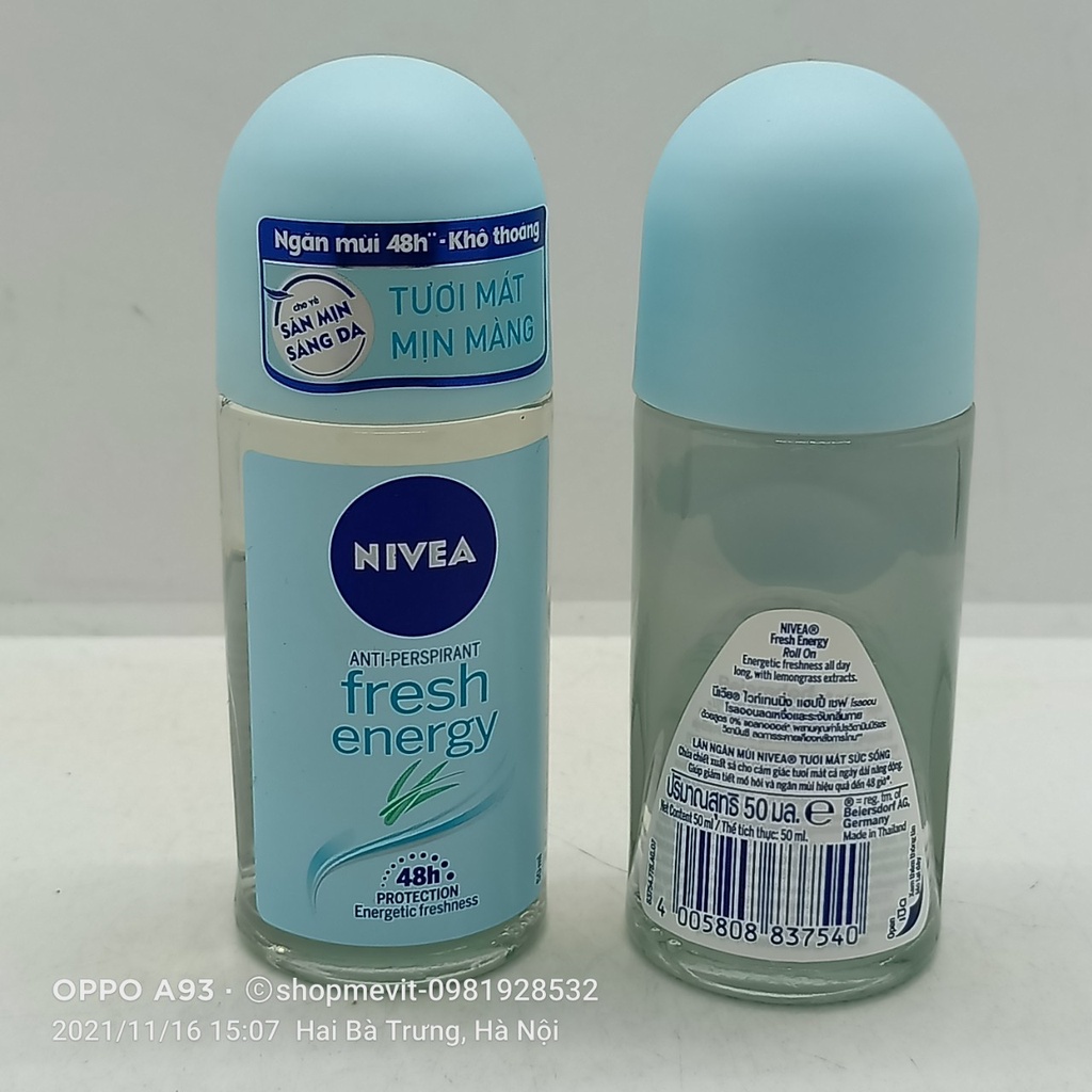 Lăn khử mùi Nivea khô thoáng Fresh energy cho nữ lọ 50ml