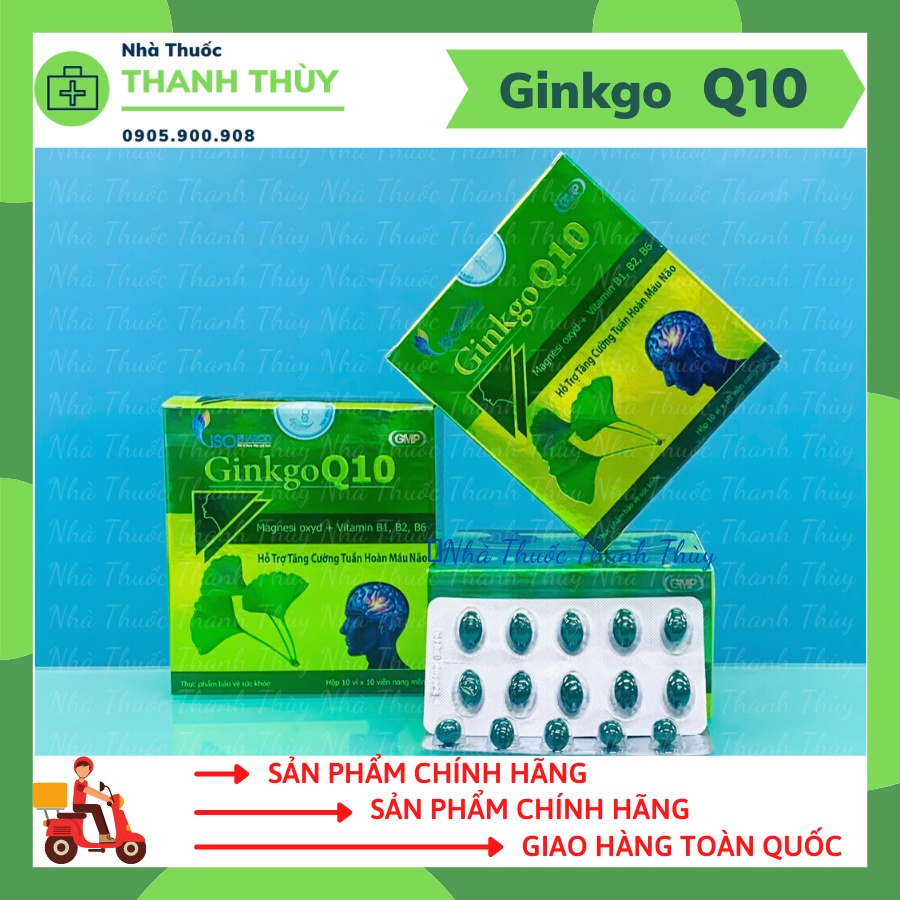 GINKGO Q10  [Hộp 100 Viên] Bổ Sung Dưỡng Chất Giúp Cải Thiện Tình Trạng Thiếu Máu Não Hiệu Quả