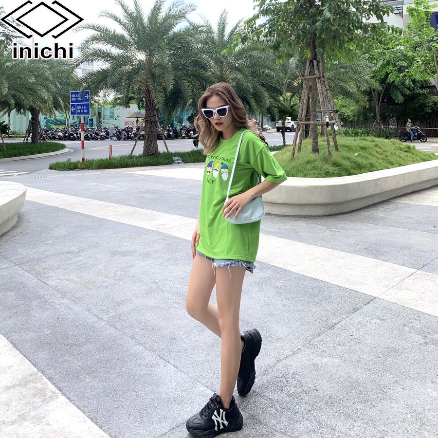 Áo thun tay lỡ INICHI A594 form rộng oversize nam nữ áo phông unisex