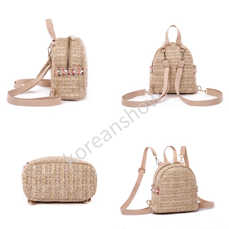 Hàng Có Sẵn Ba Lô Đan Mây Mini Phong Cách Hàn Quốc Cho Nữ