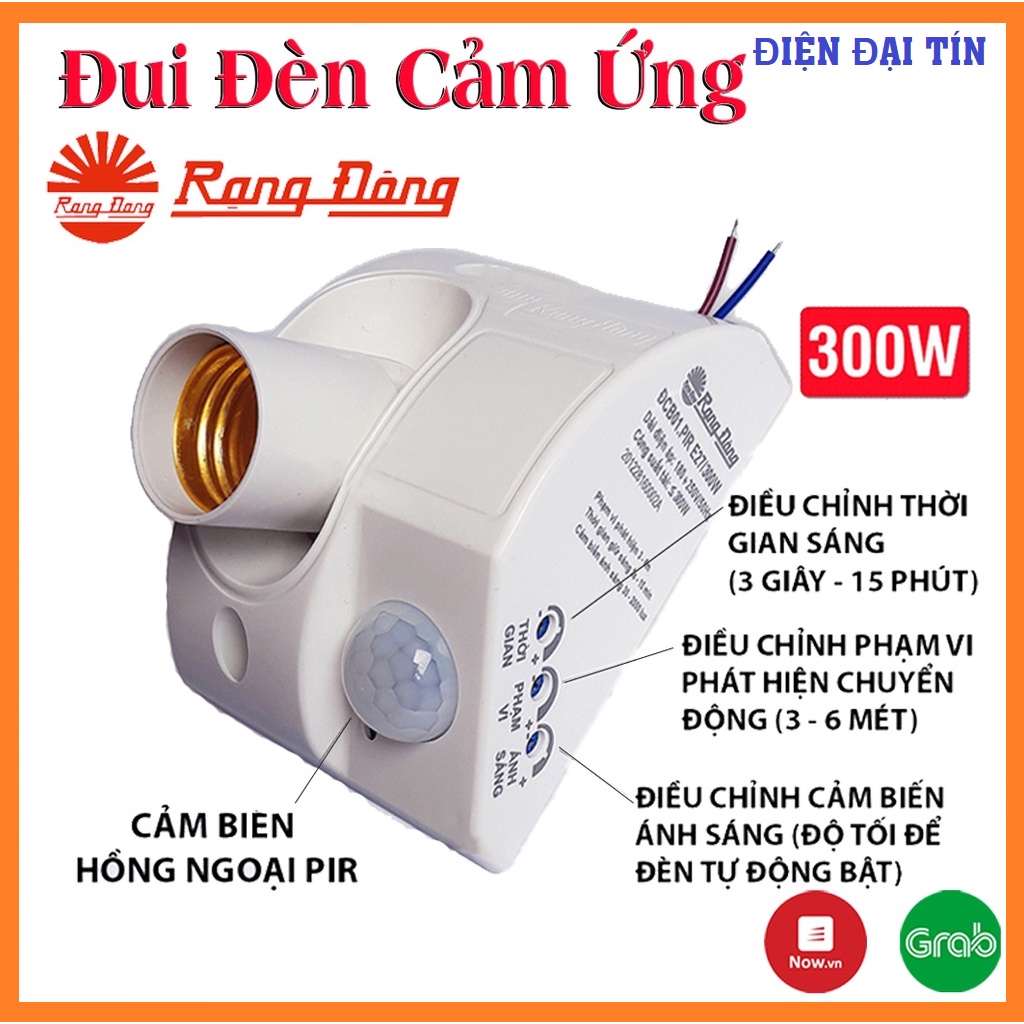 Đui đèn cảm biến chuyển động Rạng Đông hồng ngoại tự động bật tắt , Đui đèn E27 cảm ứng chuyển động