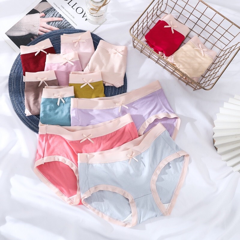 Combo 5 quần lót cotton lụa màu sắc,quần lót nữ