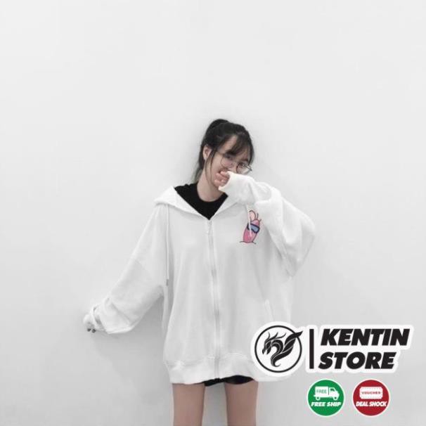 Áo khoác hoodie in hình CONFUSED dành cho nam nữ có mũ Unisex form rộng nỉ ngoại màu trắng Ulzzang