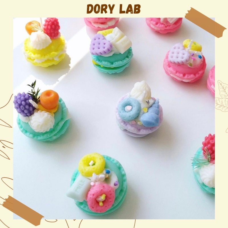 Nến Thơm Bánh Macaron Mix Topping Mini Xinh Xắn, Phụ Kiện Decor - Dory Lab