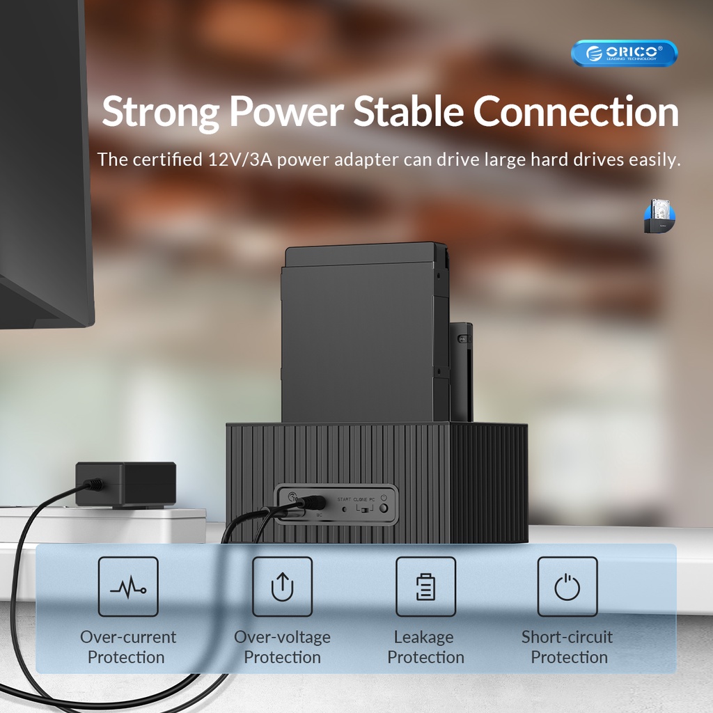 Trạm Kết Nối Ổ Cứng ORICO series 2.5 3.5 Inch Type-C 10Gbps Cho 2.5 / 3.5 "HDD / SSD 12V3A UASP 40TB Max