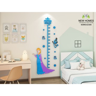 Tranh dán tường mica 3d cho bé -đo chiều cao pony, peppa pig, elsa, minion trang trí phòng cho bé, trang trí mầm non