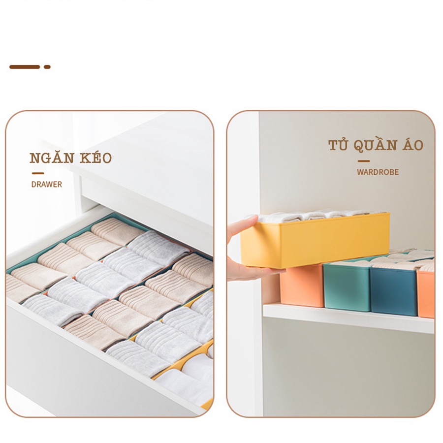 Hộp Đựng Đồ Lót, Tất Vớ Chia Ngăn Gọn Gàng Nhiều Màu P010