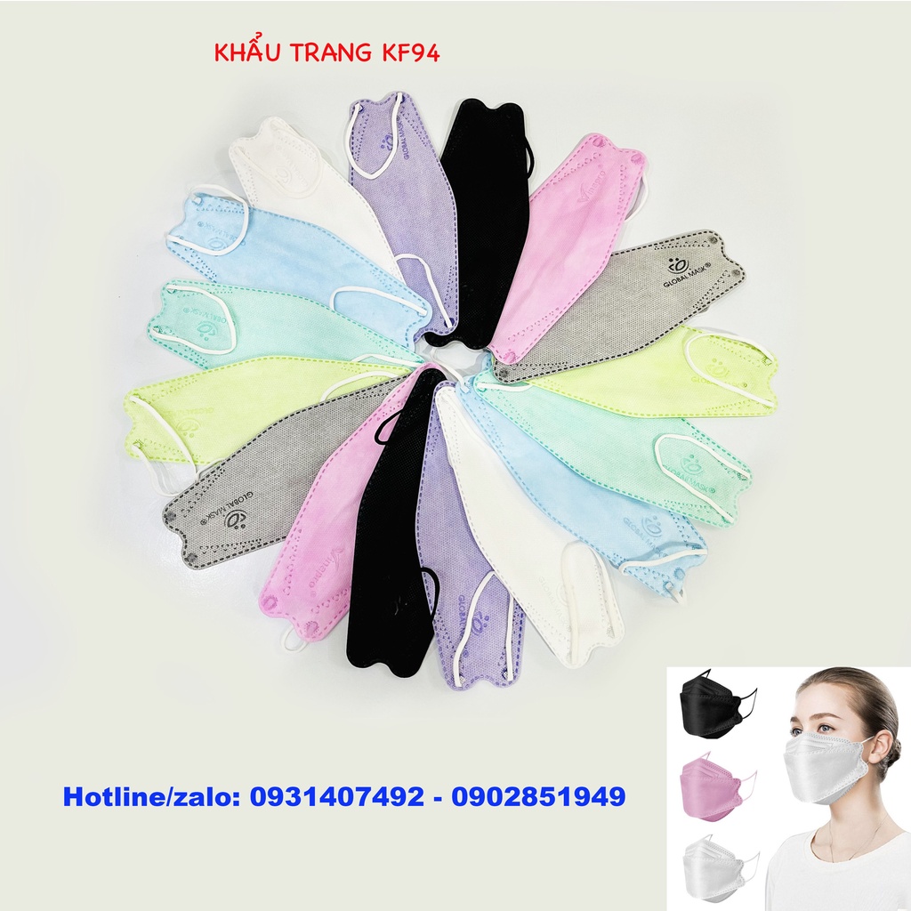 01 cái khẩu trang màu tím Mask KF94 y tế kháng khuẩn tiêu chuẩn Hàn Quốc có 4 lớp chống dịch người lớn