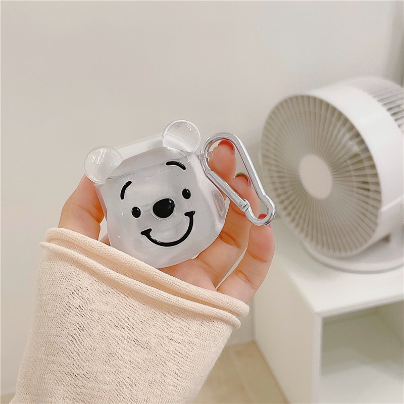 Vỏ bao đựng tại nghe airpod gắn gấu -Vỏ ốp case airpods bảo vệ bao đựng tai nghe không dây bluetooth 1/2/Pro/i12/i9/i7