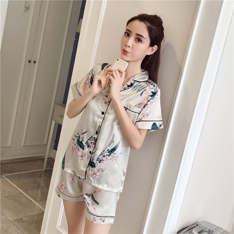 [Cao Cấp] ĐỒ NGỦ NỮ. Đồ Mặc Nhà Cho Nữ Lụa Họa Tiết Hoa Cộc Tay. Đồ Ngủ Pijama Bán Chạy Được Yêu Thích Nhất - HOA | BigBuy360 - bigbuy360.vn