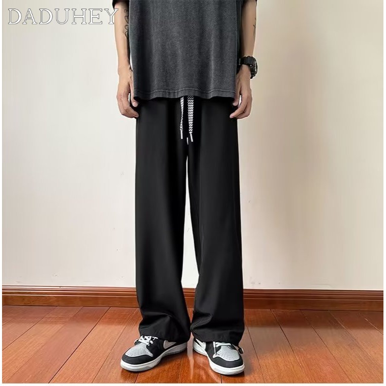 DaDuHey Summer Thin Korean Style Trendy Draping Sports Pants Ins Men's High Street Loose Straight Casual Pants