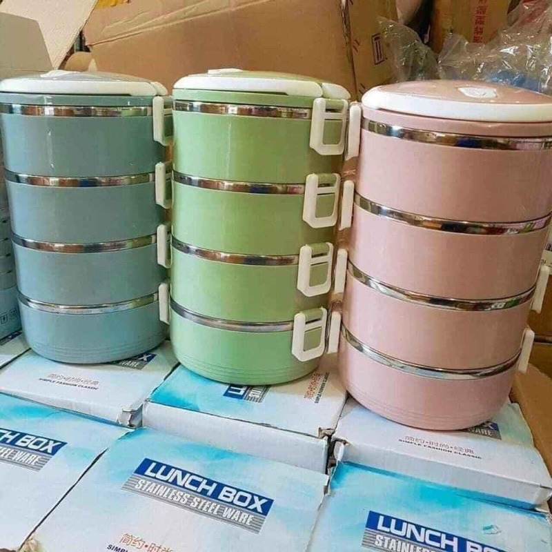 Cặp Lồng Cơm 4 Tầng - Cà Mên Giữ Nhiệt 4 Tầng Lúa Mạch