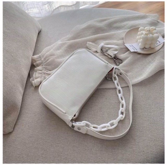 Túi kẹp nách dây xích có dây đeo chéo - Túi đeo chéo kẹp nách da cá sấu HOT HIT | BigBuy360 - bigbuy360.vn