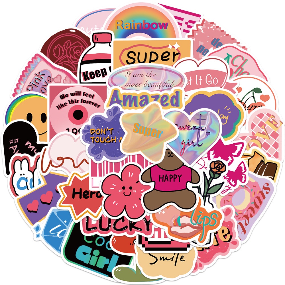 Bộ 40 Miếng Dán Chống Thấm Nước Họa Tiết Doodle Dễ Thương Dùng Trang Trí Vali / Guitar