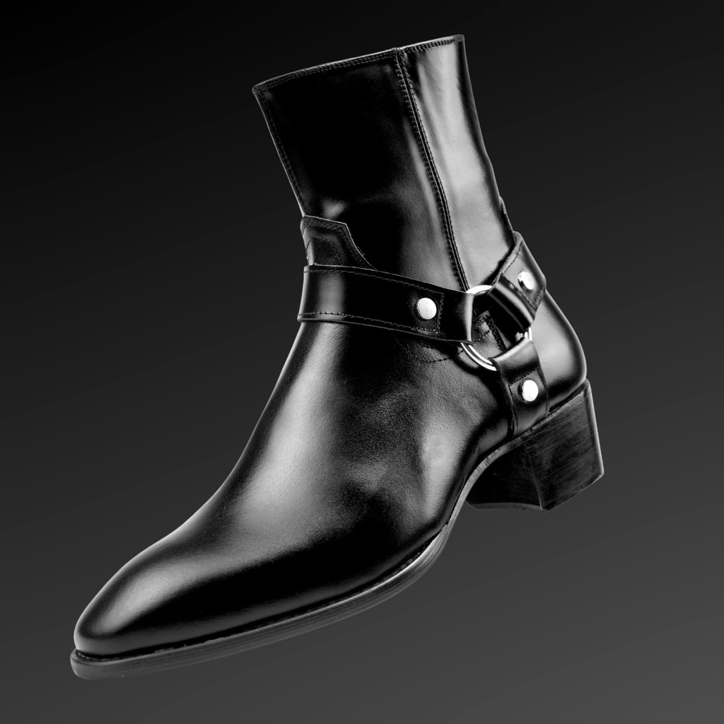 Giày thời trang nam Harness Boots chất liệu da bò nguyên tấm đế phíp độn 4.5cm