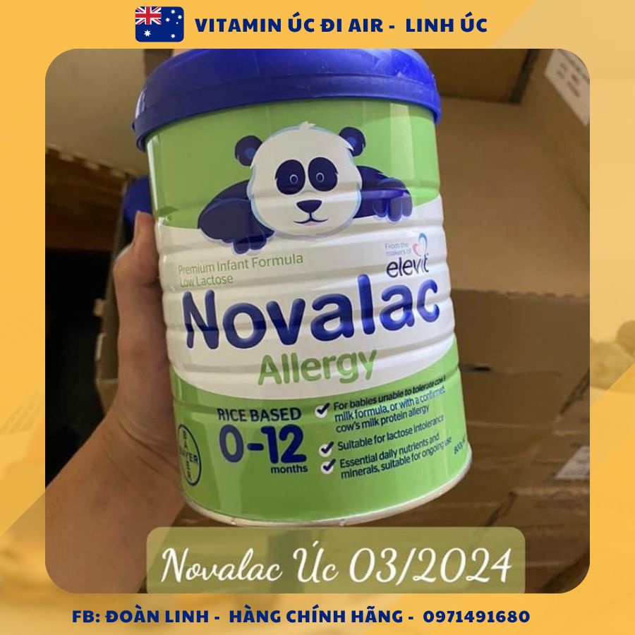 Sữa gạo Novalac Úc 800g, Hàng chuẩn úc đi air, Sữa gạo Novalac Allergy Úc 800g dành cho trẻ dị ứng đạm  bò, Date xa