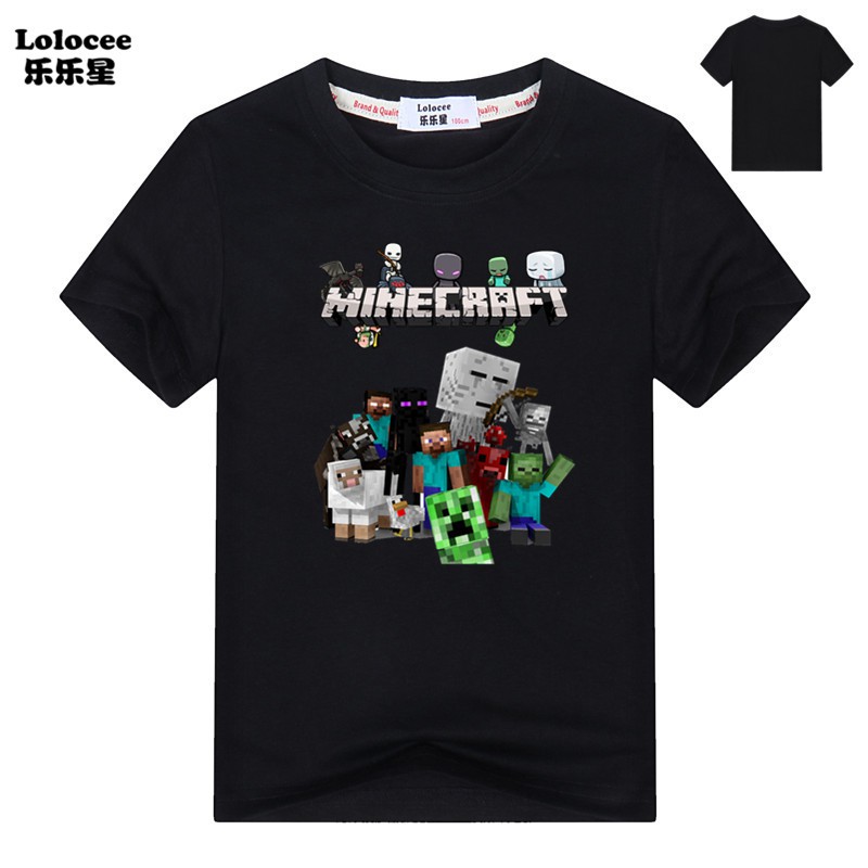 NEW Áo Thun Ngắn Tay In Hình Game Minecraft 2021 Cho Bé Trai