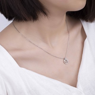 Dây Chuyền Bạc Blue Peach Circle Double DC352