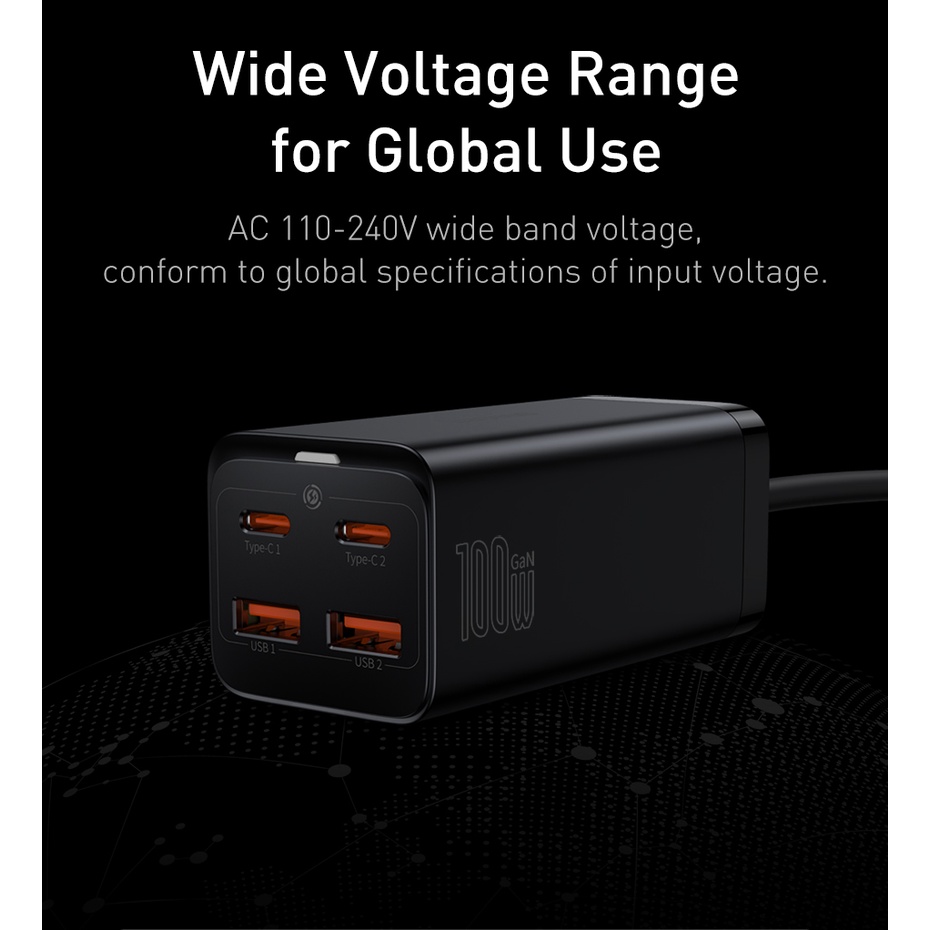 Củ Sạc Nhanh Baseus GaN 100W QC 3.0 PD USB-C Type C Sạc Nhanh Dùng Cho Điện Thoại Và Máy Tính