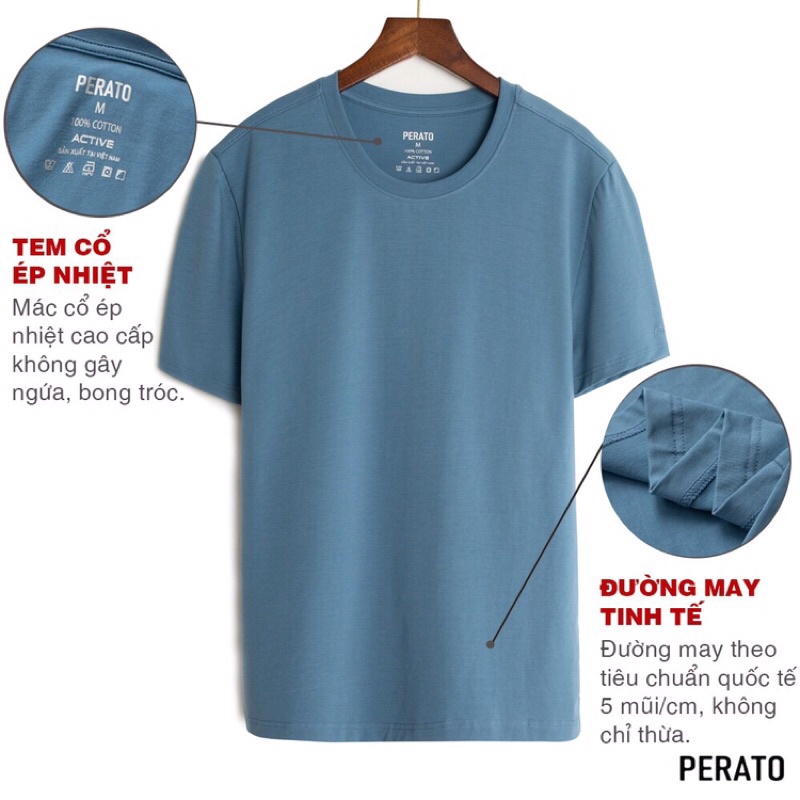 Áo Thun Nam Ngắn Tay Không Cổ PERATO (6 Màu), Chất Liệu Mềm Mại, Thấm Hút Nhanh Chóng, Bền Màu (TSOP21004-03) | BigBuy360 - bigbuy360.vn