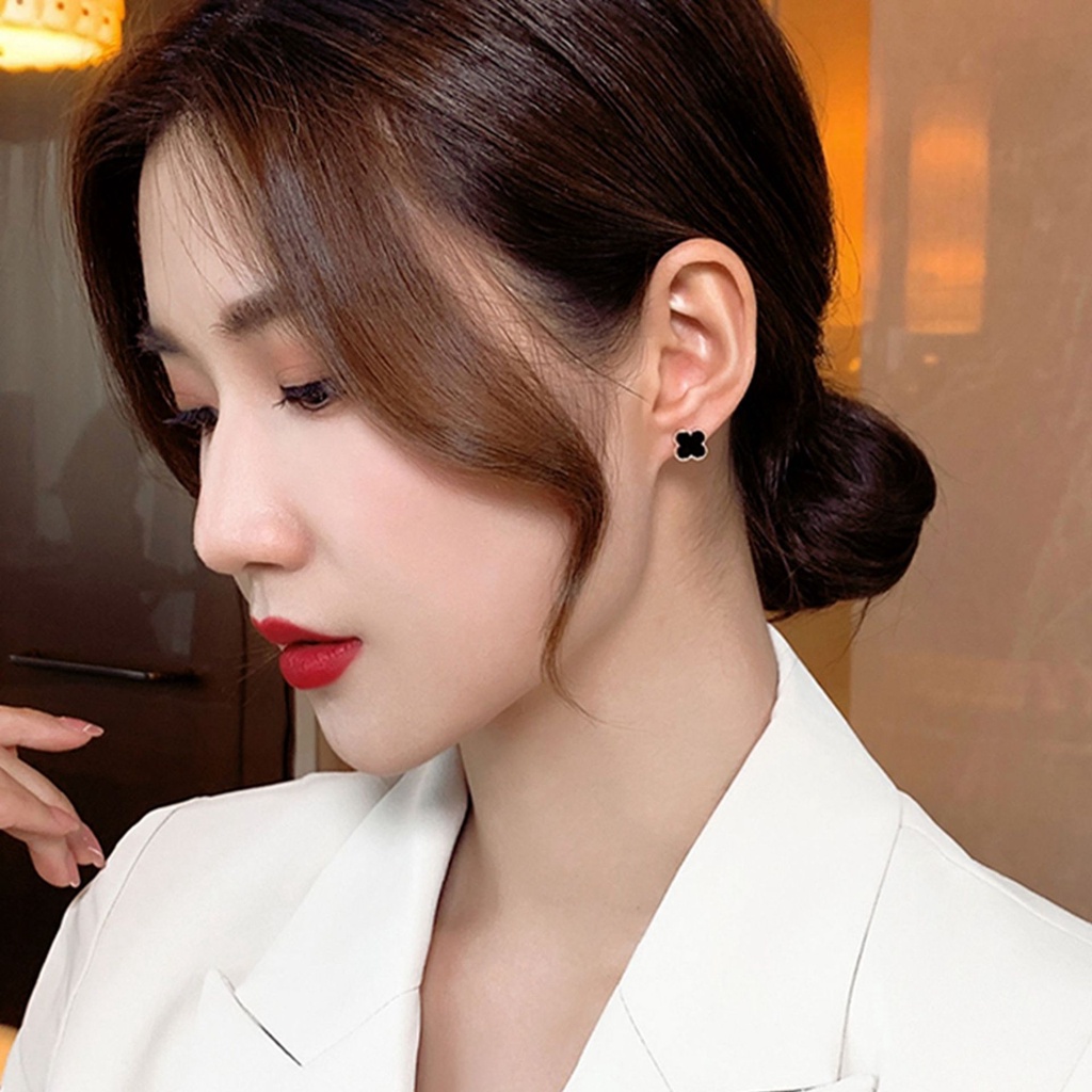 Khuyên Tai Bạc 925 Hình Cỏ Bốn Lá Thời Trang Cao Cấp Cho Nữ
