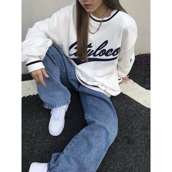 ÁO SWEATER NỈ CITY VIỀN CỔ UNISEX TRẮNG ĐEN - ÁO NỈ COTTON NAM NỮ ULZZANG THU ĐÔNG 2021 | WebRaoVat - webraovat.net.vn