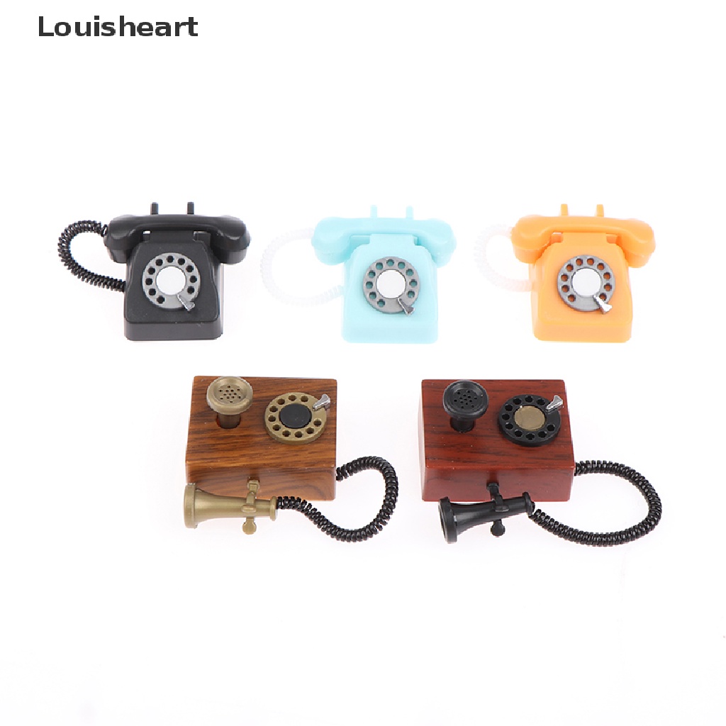 Mô hình điện thoại cổ điển tỉ lệ 1:12 dùng trang trí nhà búp bê