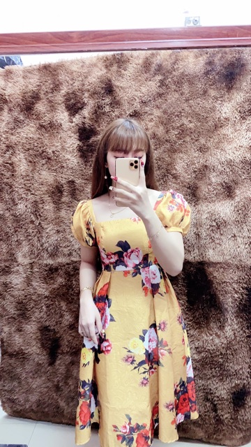 Đầm xoè gấm Vân hoa