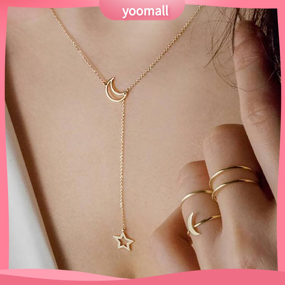 Vòng choker phối mặt hình mặt trăng và ngôi sao đơn giản tinh tế
