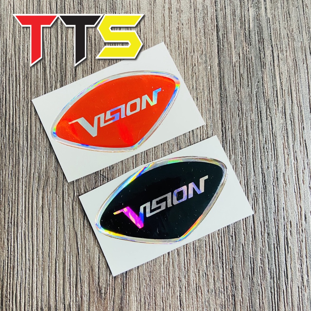 ( VISION ) Logo tem chữ Vision dán mặt nạ chất liệu nhựa nổi nhiều màu sắc