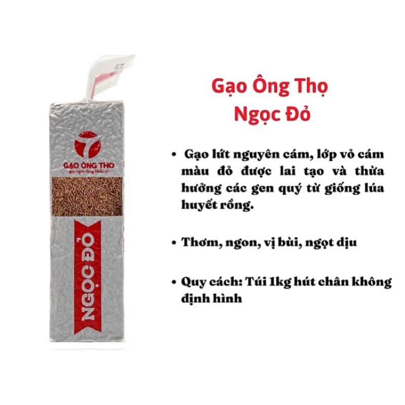 Gạo lứt đỏ  Ông thọ túi 1kg phục hồi sức khoẻ cho người lành bệnh