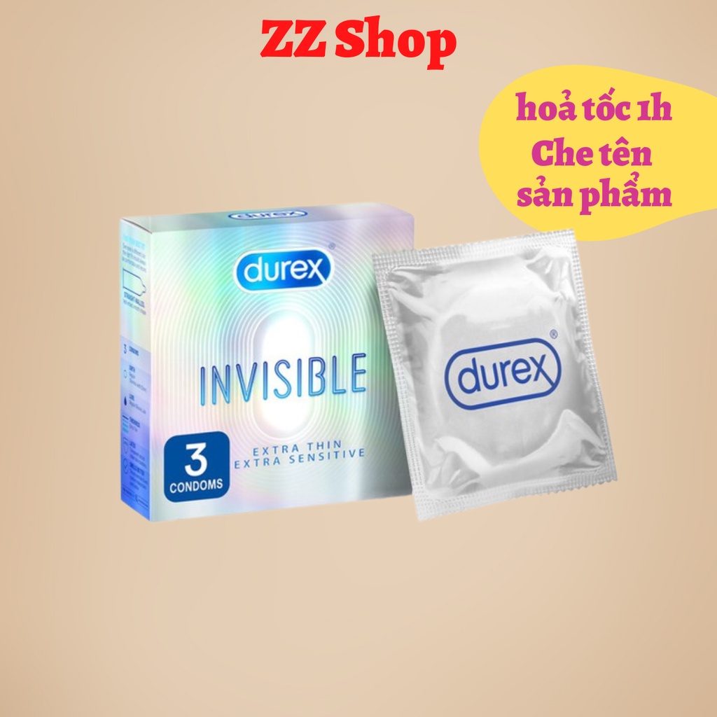 Durex Invisible Extra Thin 3s. Bao cao su Durex siêu mỏng, nhiều gel.