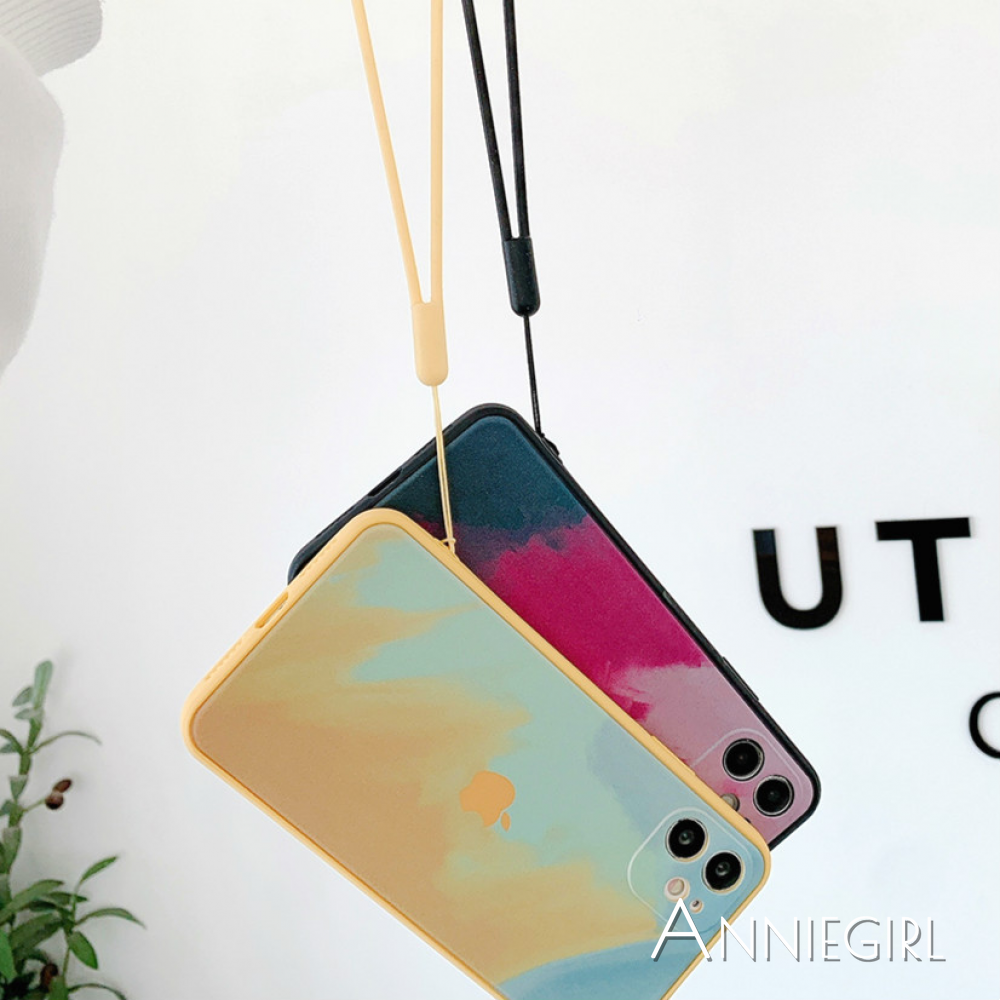 Ốp Điện Thoại Màu Nước Có Dây Đeo Tay Cho Iphone 12 11 Pro Max X Xs Max Xr 8 7 Plus