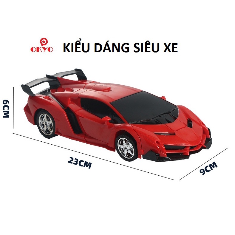 Đồ chơi xe ô tô điều khiển biến hình thành siêu nhân , loại cao cấp, có pin sạc, có đèn, xoay 360 độ