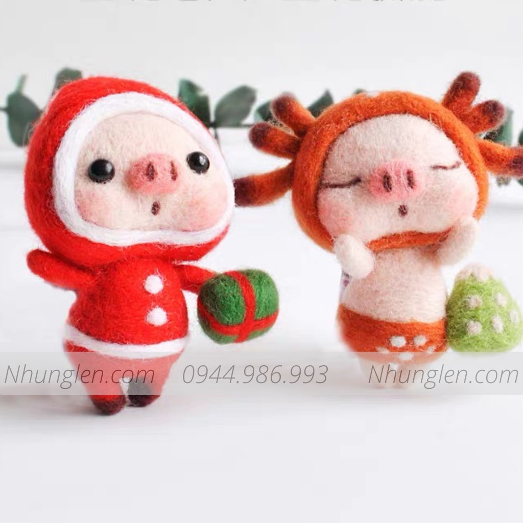 KIT LEN CHỌC ỦN ỈN SCILL - Needle Felting Pig - Handmade, Quà Tặng, DIYS
