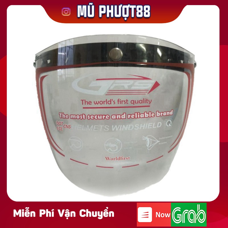 Kính rời gắn mũ bảo hiểm GRS NE-4 màu trắng và màu trà clip thật