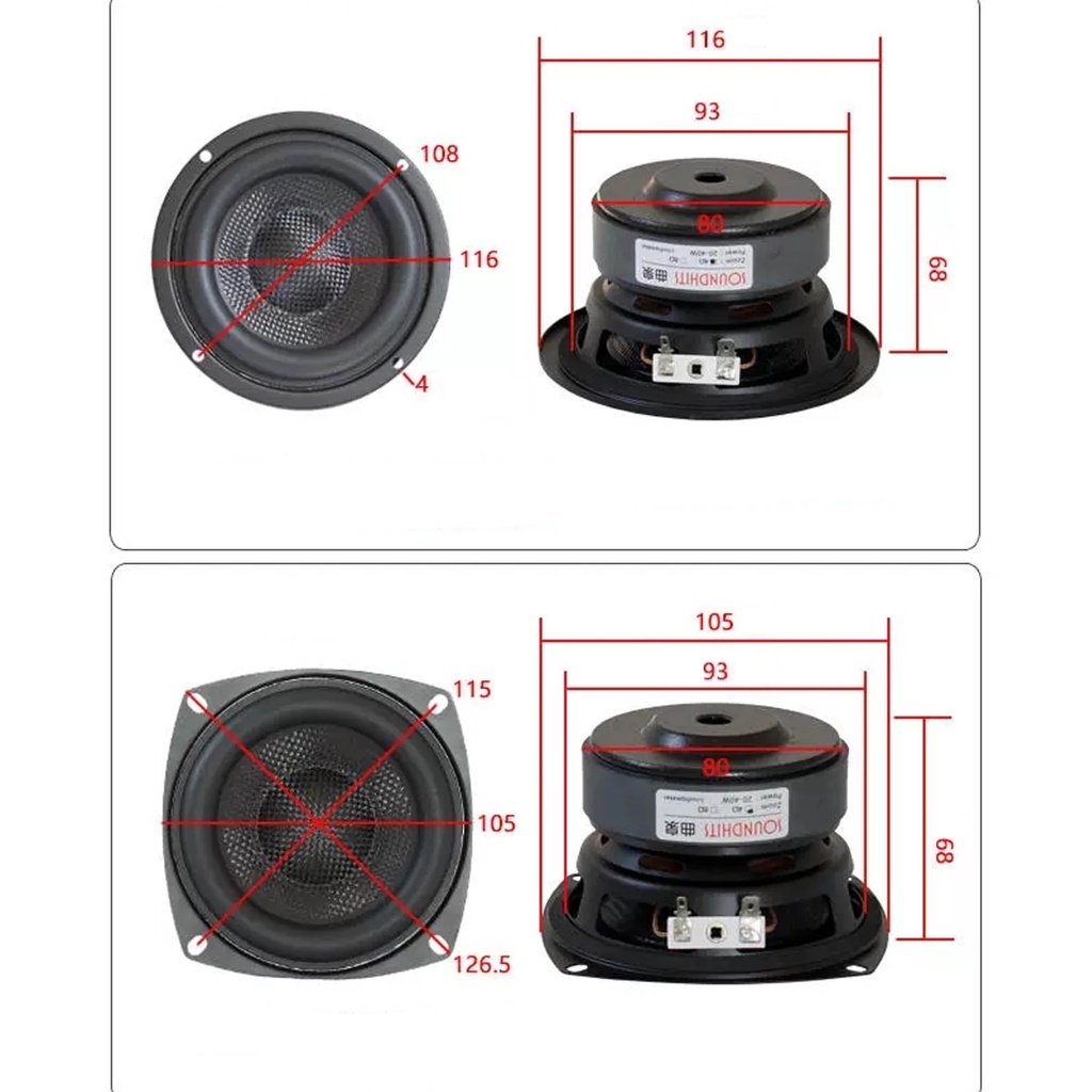 1 loa Subwoofer 4 Inch 50W 4Ohm 8Ohm cho xe hơi