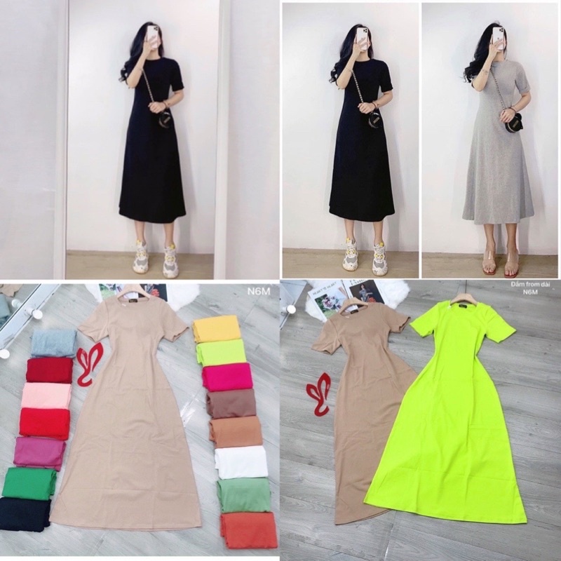 ĐẦM THUN TAY NGẮN DÁNG DÀI XOÈ XINH