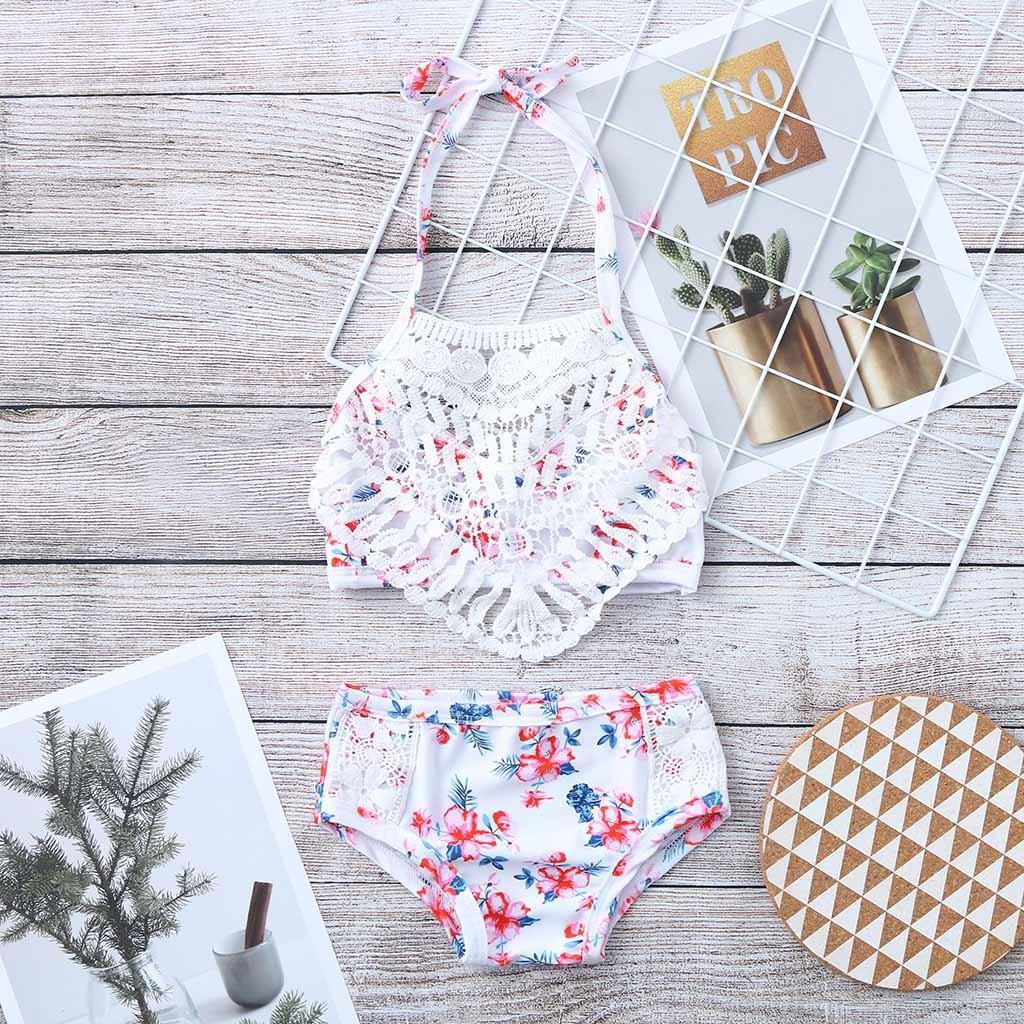 Trẻ Em Trẻ Em Bikini Nữ Ốc Biển Áo Tắm Hoa + Quần Short Bộ Đồ Bơi-168-OXUI3