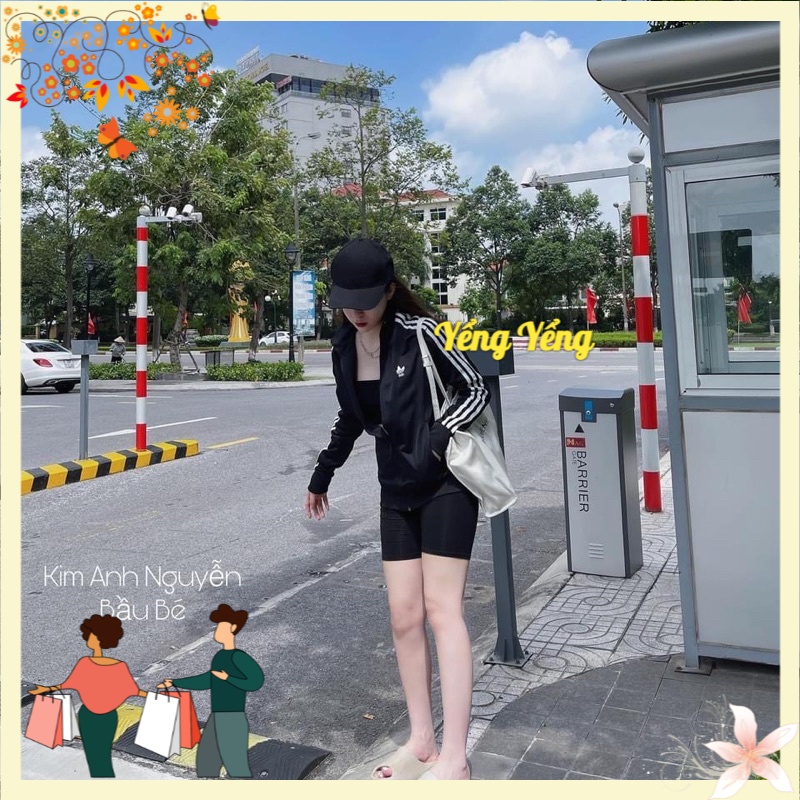 ANU482 - ÁO NỈ UMI NỮ KÉO KHOÁ DAS TAY SỌC TRẮNG
