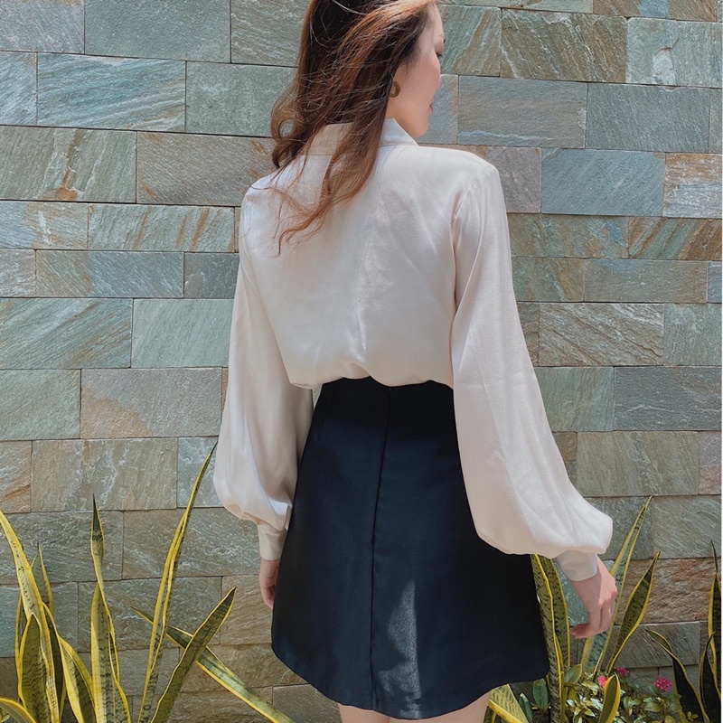Áo Sơ Mi Nữ Công Sở Kiểu nữ Đẹp Hàn Quốc Tay Phồng  LUCETFASHION cao cấp đen trắng be Kate Shirt