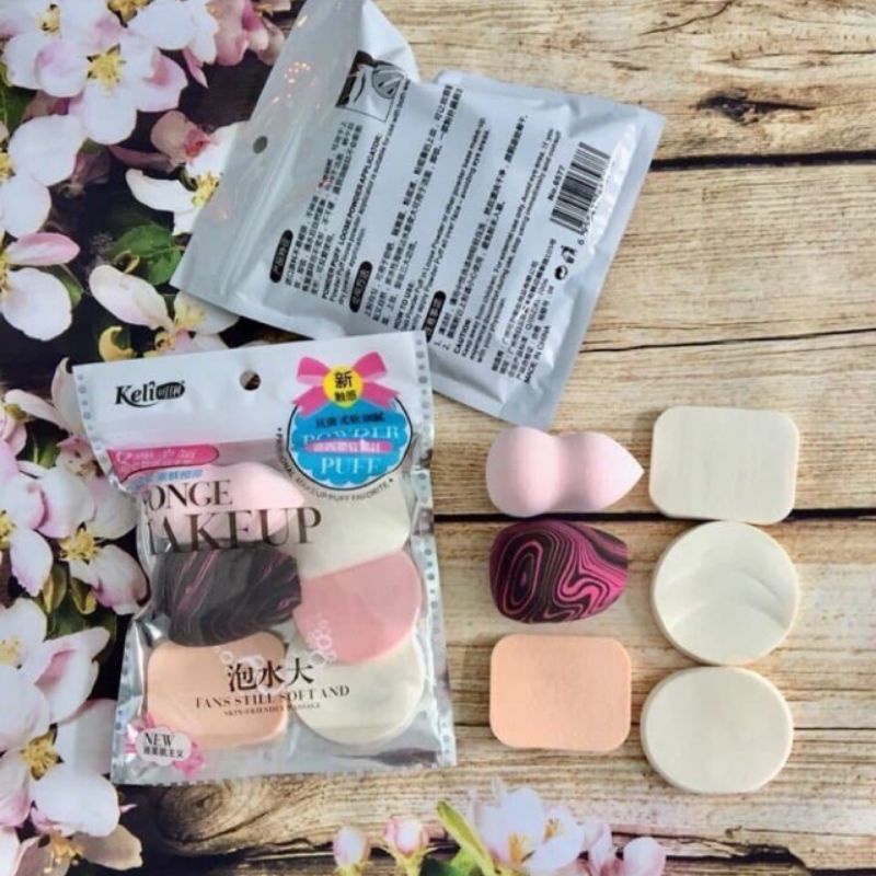 Set 6 bông mút trang điểm Keli