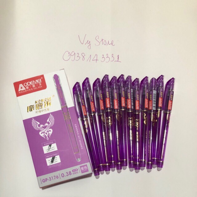 Hộp 12 Cây Viết Gel Xóa Được Aodemei Gp-3176 - Mực tím và xanh