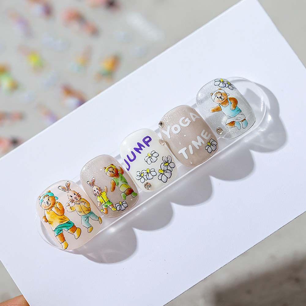 Miếng Dán Trang Trí Móng Tay Tự Dính Họa Tiết Chú Chó Hoạt Hình Dành Cho Nữ