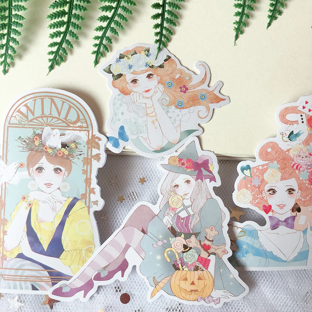 20 Sticker cô gái trang trí xinh xắn đáng yêu  - 20 cái/gói