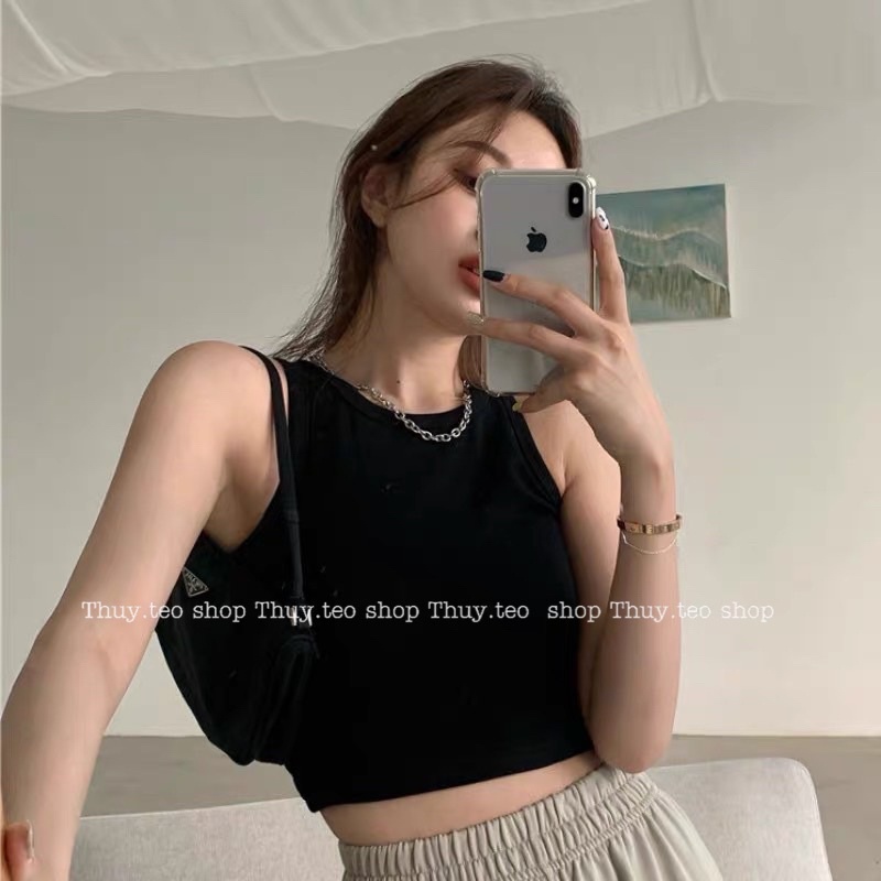 Áo len tăm ba lỗ ngược sexy Áo ba lỗ nữ chất len tăm