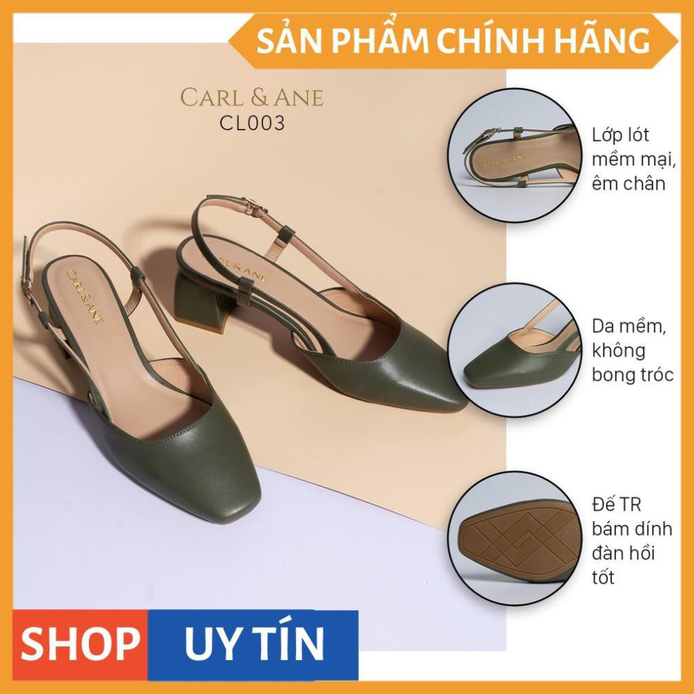 Carl & Ane - Giày cao gót thời trang bít mũi gót vuông phối dây điệu đà cao 5cm màu xanh rêu _ CL003 | BigBuy360 - bigbuy360.vn