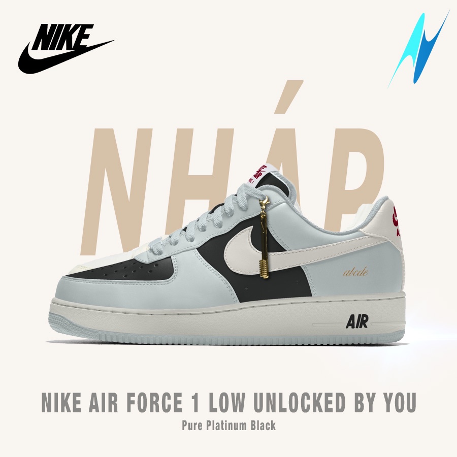 Giày Nike Air Force 1 Low Unlocked By You Pure Platinum Black Chính hãng 100%