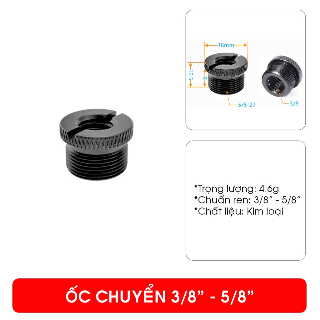 ỐC CHUYỂN REN 1/4 – 3/8 – 5/8 INCH CHO MÁY ẢNH PULUZ